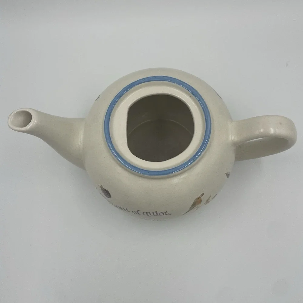 90s Cottagecore Teapot with Birds Vtg Marjolein Bastin Nature Friendship Poem
